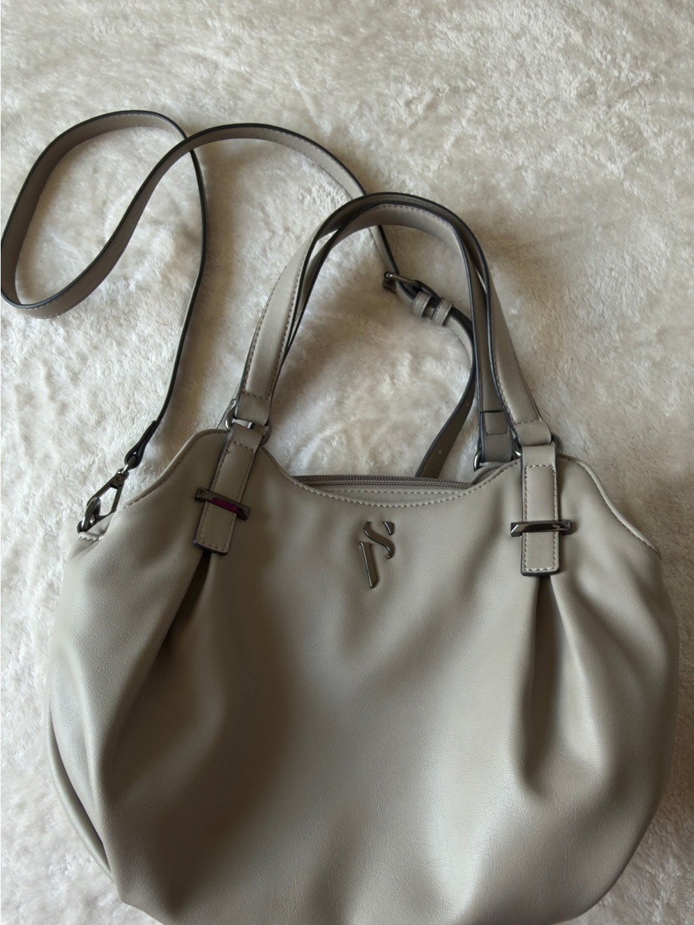 Vera Wang Soft Taupe Shoulder Bag with Detachable Strap